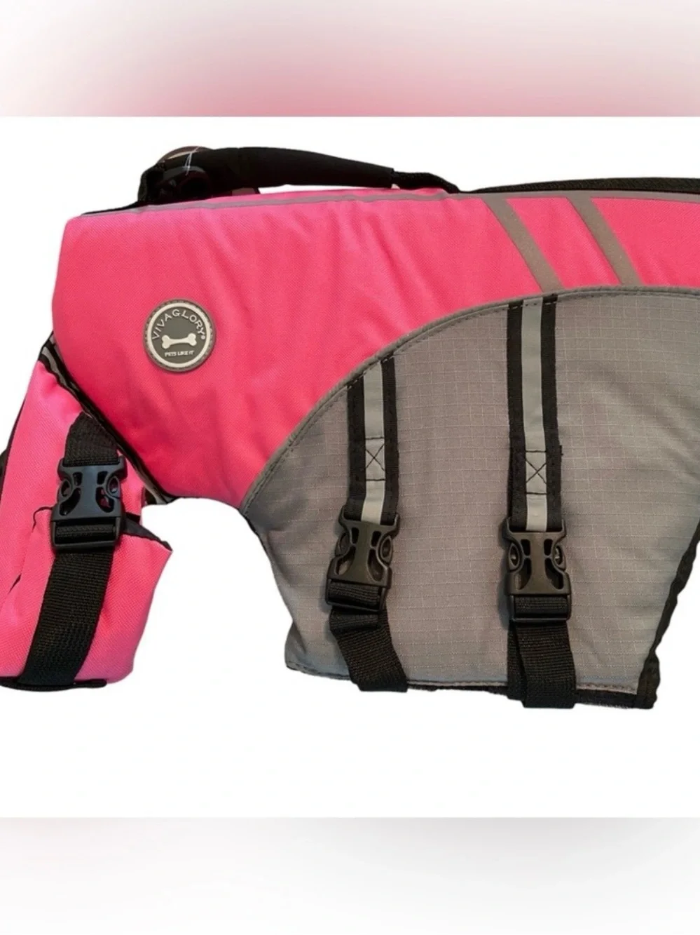 Reflective Pink & Gray Dog Life Jacket - Unbranded
